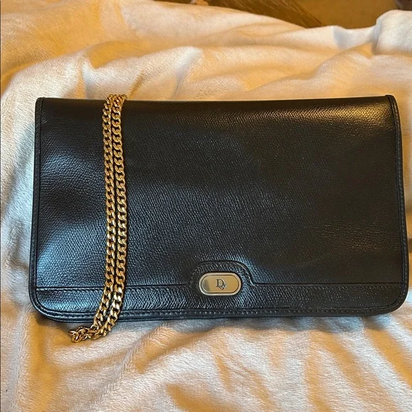 Dior Black Grain Leather Chain Crossbody Shoulder Bag - Picture 2 of 13